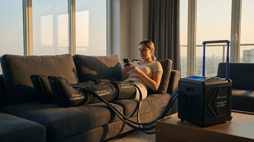 Home-Woman_Relaxing_on_Sofa_Using_m010_Leg_Compression_Boots_for_Daily_Care-Pages-EMICOOL